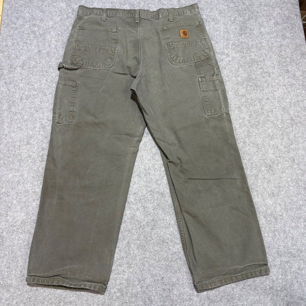 Carhartt B11-MOS Moss Green Washed Duck Work Dungaree Pants 38x30 Mens Loose Fit